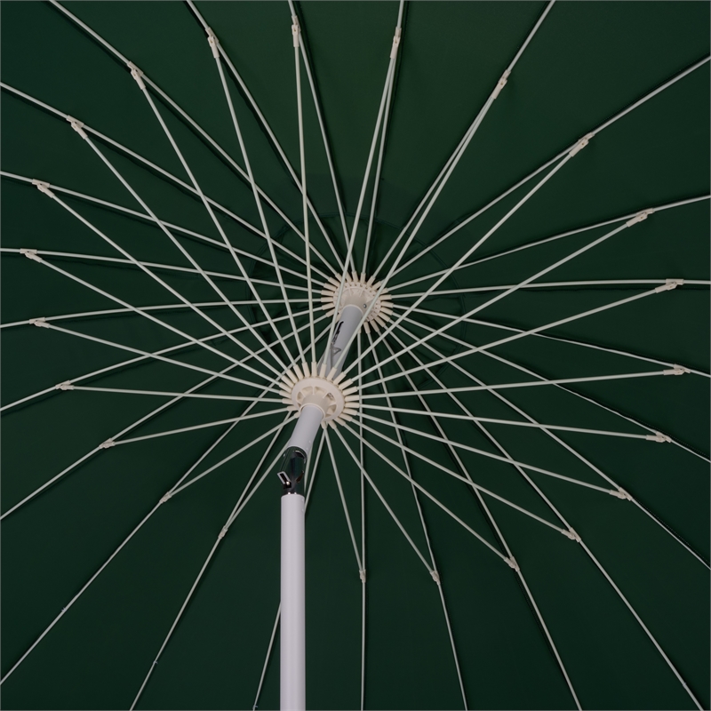 Safavieh Panza 9 Ft Metal and Fabric Crank Umbrella in Green / White