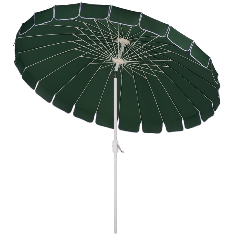 Safavieh Panza 9 Ft Metal and Fabric Crank Umbrella in Green / White