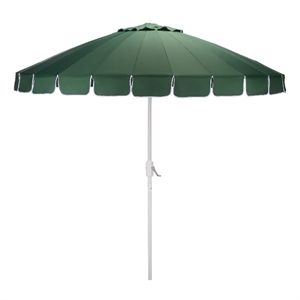 Safavieh Panza 9 Ft Metal and Fabric Crank Umbrella in Green / White