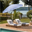 Safavieh Panza 9 Ft Metal and Fabric Crank Umbrella in Baby Blue / White
