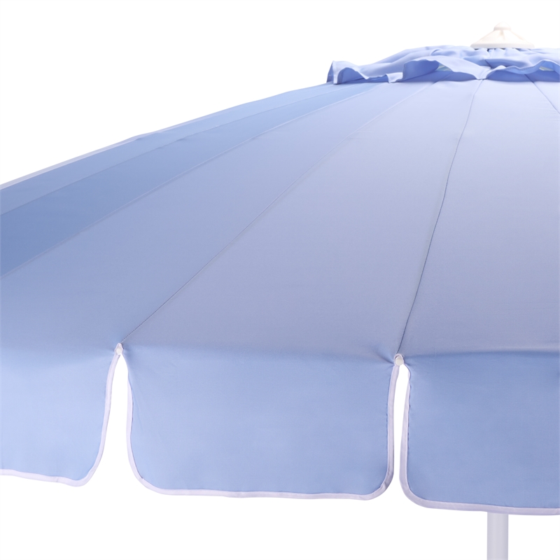 Safavieh Panza 9 Ft Metal and Fabric Crank Umbrella in Baby Blue / White