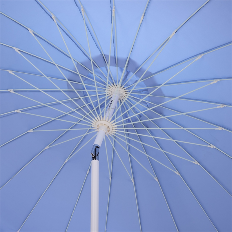 Safavieh Panza 9 Ft Metal and Fabric Crank Umbrella in Baby Blue / White