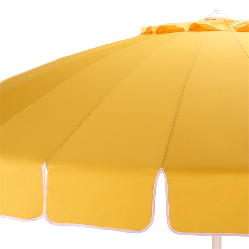 Safavieh Panza 9 Ft Metal and Fabric Crank Umbrella in Yellow / White