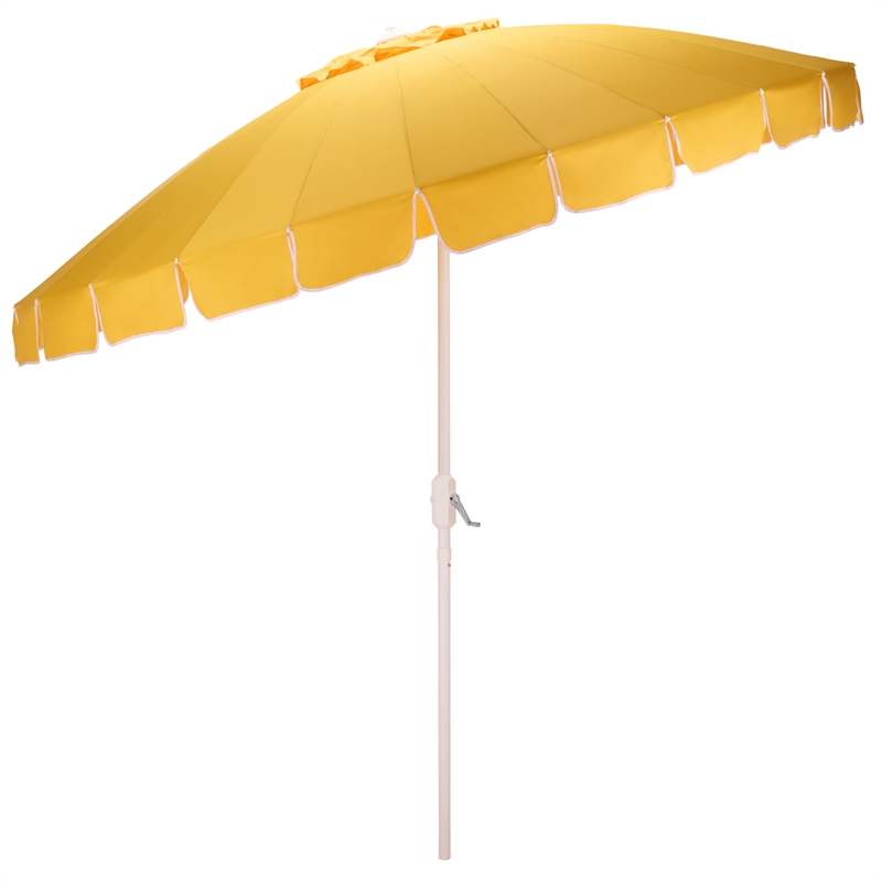 Safavieh Panza 9 Ft Metal and Fabric Crank Umbrella in Yellow / White