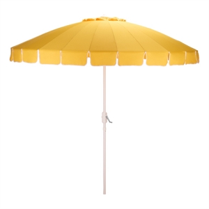 Safavieh Panza 9 Ft Metal and Fabric Crank Umbrella in Yellow / White