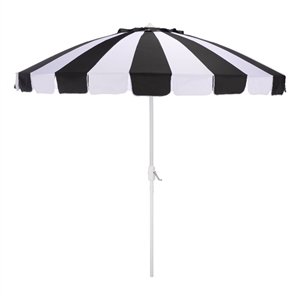 Safavieh Buti 9 Ft Metal and Fabric Crank Umbrella in Black  / White
