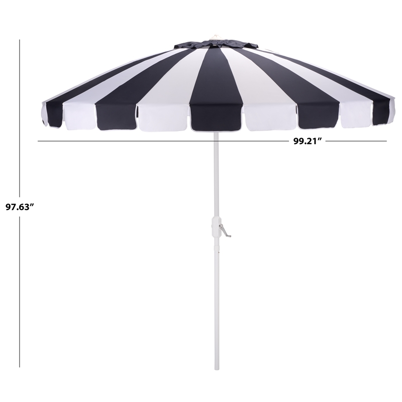 Safavieh Buti 9 Ft Metal and Fabric Crank Umbrella  in Navy / White