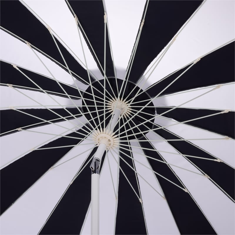 Safavieh Buti 9 Ft Metal and Fabric Crank Umbrella  in Navy / White