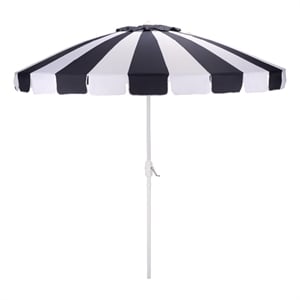 Safavieh Buti 9 Ft Metal and Fabric Crank Umbrella  in Navy / White