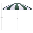 Safavieh Buti 9 Ft Metal and Fabric Crank Umbrella in Green / White