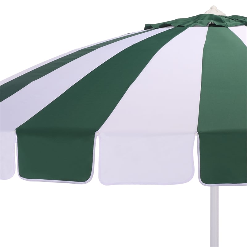 Safavieh Buti 9 Ft Metal and Fabric Crank Umbrella in Green / White