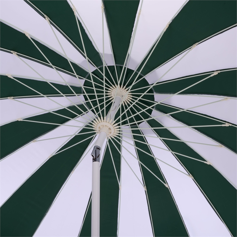 Safavieh Buti 9 Ft Metal and Fabric Crank Umbrella in Green / White