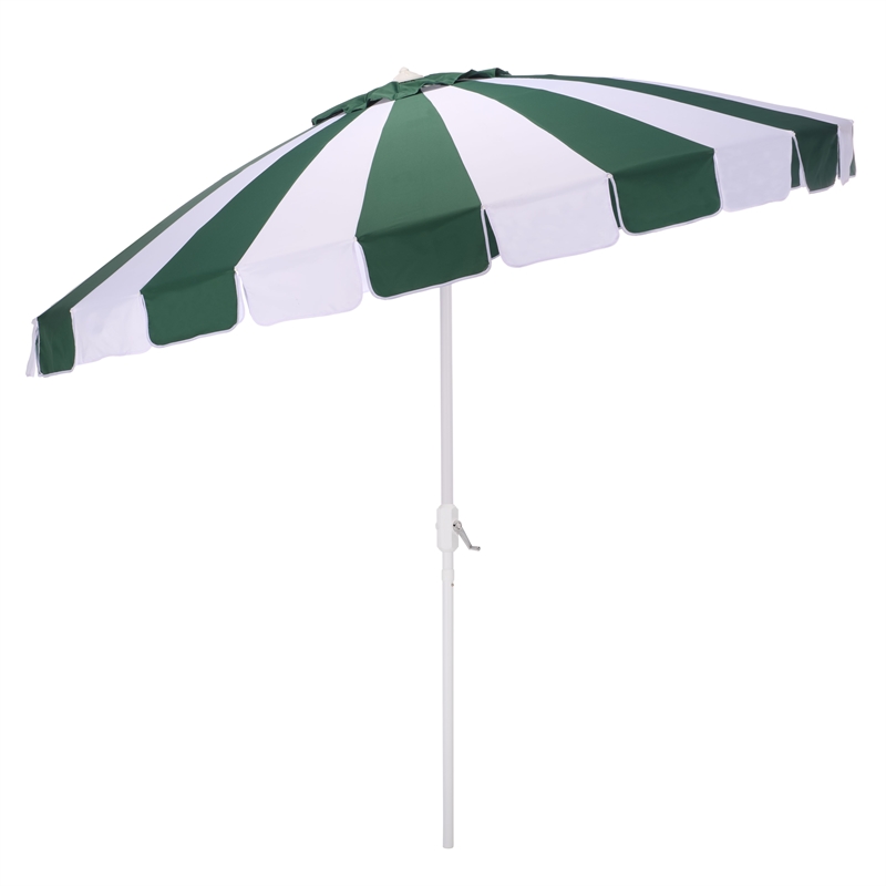 Safavieh Buti 9 Ft Metal and Fabric Crank Umbrella in Green / White