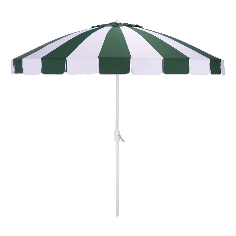 Safavieh Buti 9 Ft Metal and Fabric Crank Umbrella in Green / White