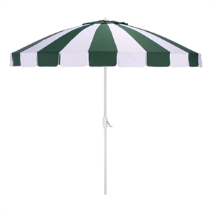 Safavieh Buti 9 Ft Metal and Fabric Crank Umbrella in Green / White