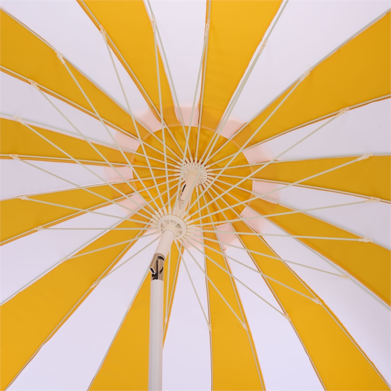 Safavieh Buti 9 Ft Metal and Fabric Crank Umbrella in Yellow / White