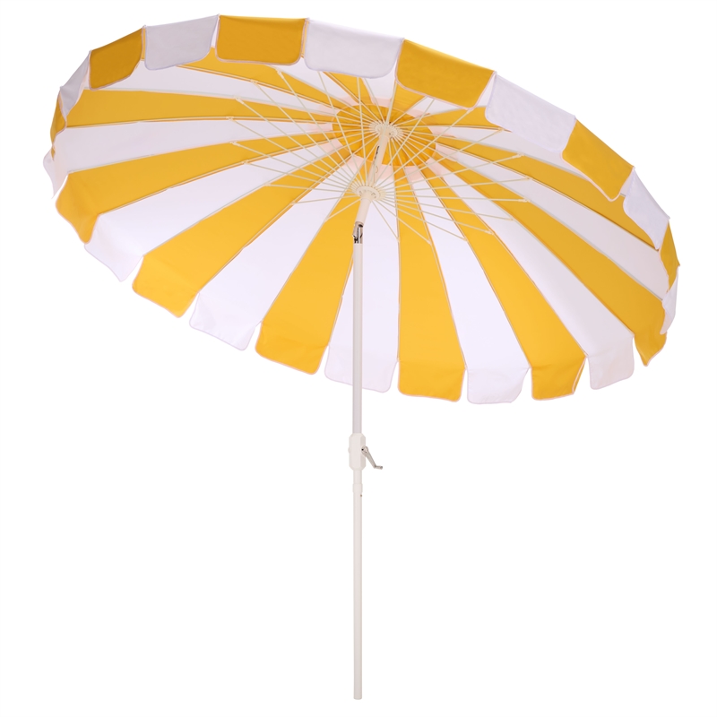 Safavieh Buti 9 Ft Metal and Fabric Crank Umbrella in Yellow / White