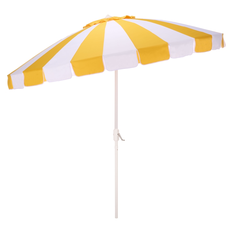 Safavieh Buti 9 Ft Metal and Fabric Crank Umbrella in Yellow / White
