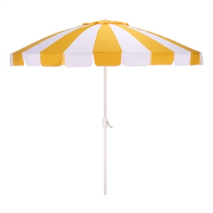 Safavieh Buti 9 Ft Metal and Fabric Crank Umbrella in Yellow / White