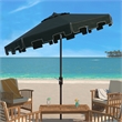 Safavieh Zimmerman 11Ft Round Metal and Fabric Crank Umbrella in Green