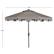 Safavieh Zimmerman 11Ft Round Metal and Fabric Crank Umbrella in Gray