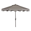 Safavieh Zimmerman 11Ft Round Metal and Fabric Crank Umbrella in Gray