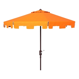 Safavieh Zimmerman 11Ft Round Metal and Fabric Crank Umbrella in Orange