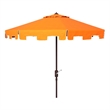 Safavieh Zimmerman 11Ft Round Metal and Fabric Crank Umbrella in Orange