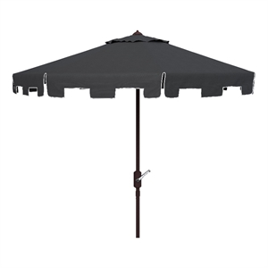 Safavieh Zimmerman 11Ft Round Metal and Fabric Crank Umbrella in Black