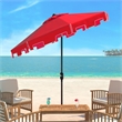 Safavieh Zimmerman 11Ft Round Metal and Fabric Crank Umbrella in Red
