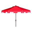 Safavieh Zimmerman 11Ft Round Metal and Fabric Crank Umbrella in Red