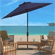Safavieh Herla 11Ft Metal and Fabric Auto Tilt Market Umbrella in Navy