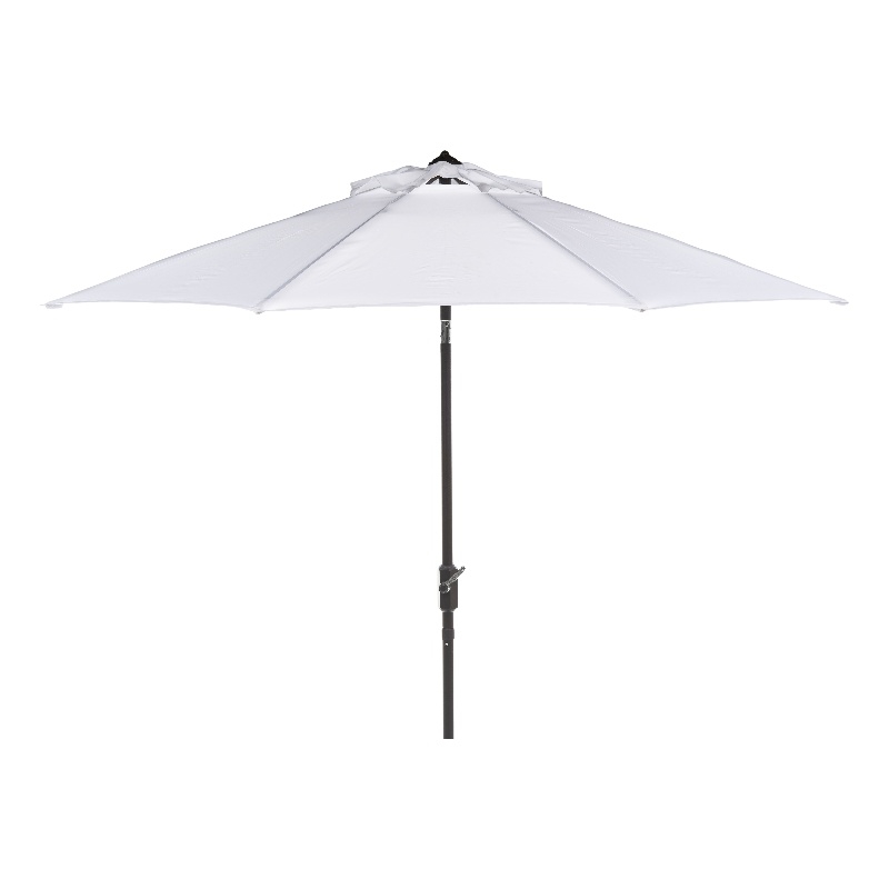 Safavieh Herla 11Ft Metal and Fabric Auto Tilt Market Umbrella in White