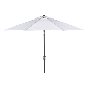 Safavieh Herla 11Ft Metal and Fabric Auto Tilt Market Umbrella in White
