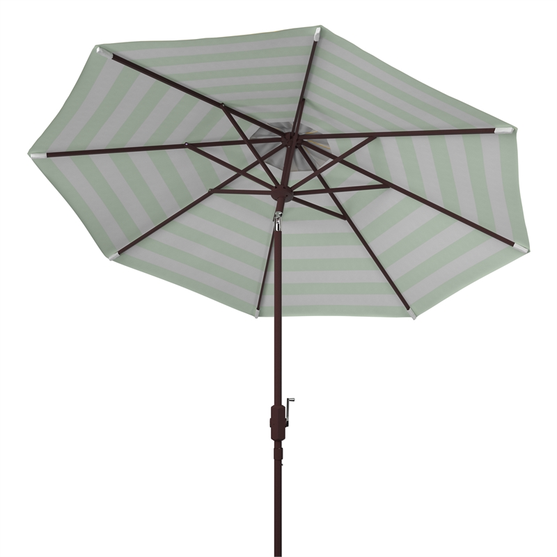 Safavieh Iris Fashion Line 11Ft Round Metal Crank Umbrella  in Orange / White