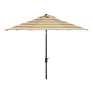 Safavieh Iris 11 Ft Round Metal and Fabric Crank Umbrella  in Yellow