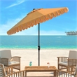Safavieh Elegant Valance 11Ft Round Metal and Fabric Crank Umbrella in Yellow