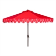 Safavieh Elegant Valance 11Ft Round Metal and Fabric Crank Umbrella in Red