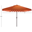 Safavieh Elegant Valance 11Ft Round Metal Crank Umbrella in Orange / White