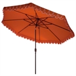 Safavieh Elegant Valance 11Ft Round Metal Crank Umbrella in Orange / White