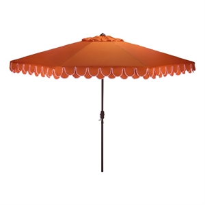 Safavieh Elegant Valance 11Ft Round Metal Crank Umbrella in Orange / White