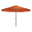 Safavieh Elegant Valance 11Ft Round Metal Crank Umbrella in Orange / White