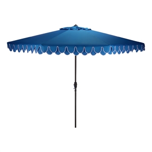 Safavieh Elegant Valance 11Ft Round Aluminum Umbrella in Blue / White