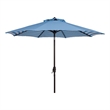 Safavieh Athens 11Ft Round Metal and Fabric Crank Umbrella in Baby Blue / White