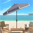Safavieh Milan Fringe 11Ft Round Metal and Fabric Crank Umbrella in Gray