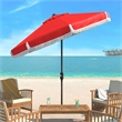 Safavieh Milan Fringe 11Ft Round Metal and Fabric Crank Umbrella in Red