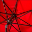 Safavieh Milan Fringe 11Ft Round Metal and Fabric Crank Umbrella in Red