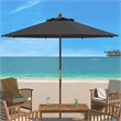 Safavieh Cannes 11Ft Round Wood Umbrella in Gray