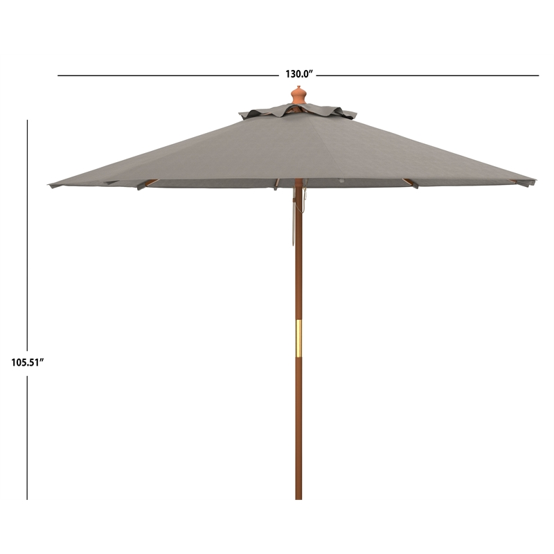 Safavieh Cannes 11Ft Round Wood Umbrella in Gray