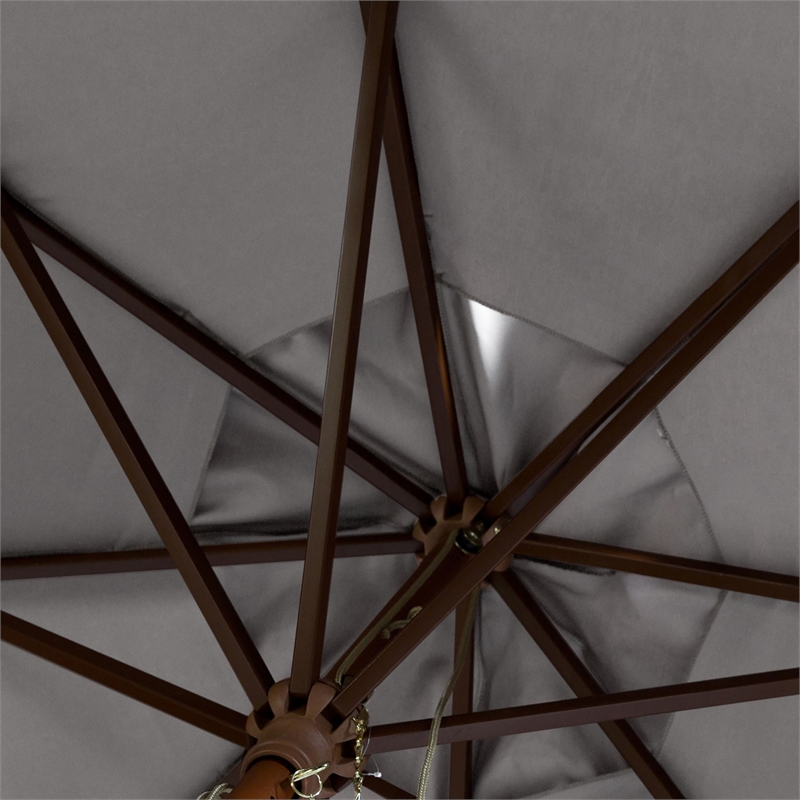 Safavieh Cannes 11Ft Round Wood Umbrella in Gray
